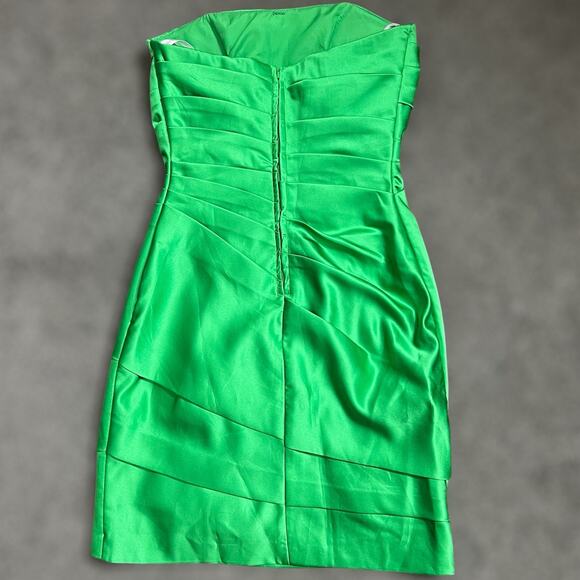 David's Bridal Bridesmaid Dress 2 Green Special Occasion Satin Wedding Formal - Picture 4 of 8